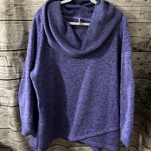Ideology purple heathered cowl neck fleece knit sweater, size 3X - Picture 1 of 4